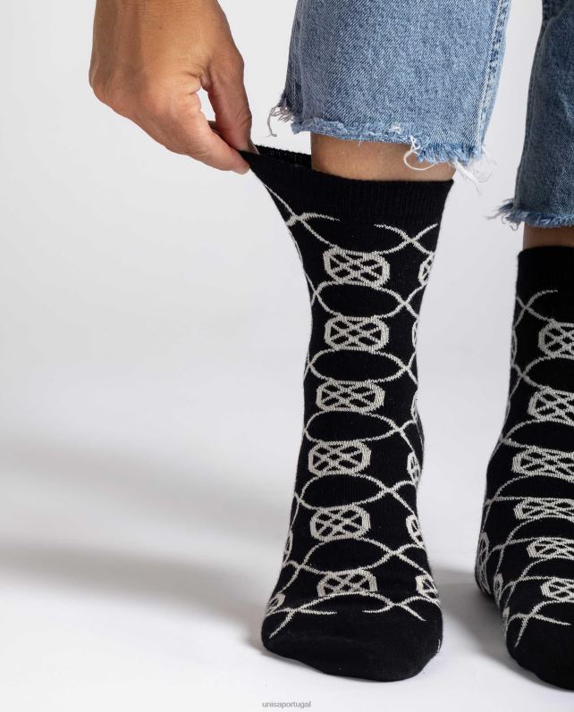 Unisa meias de algodão orgânico mulheres 6V2Z61088 preto