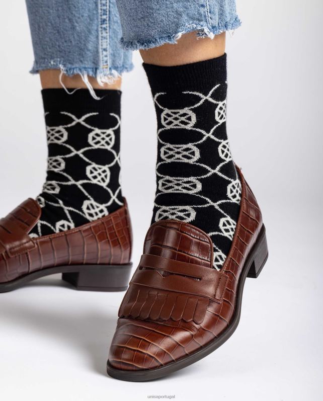 Unisa meias de algodão orgânico mulheres 6V2Z61088 preto