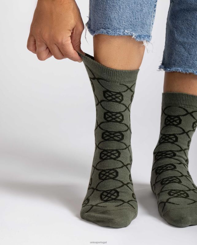 Unisa meias de algodão orgânico mulheres 6V2Z61090 verde