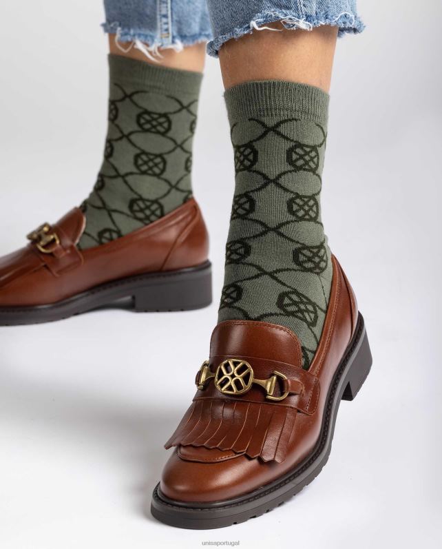 Unisa meias de algodão orgânico mulheres 6V2Z61090 verde