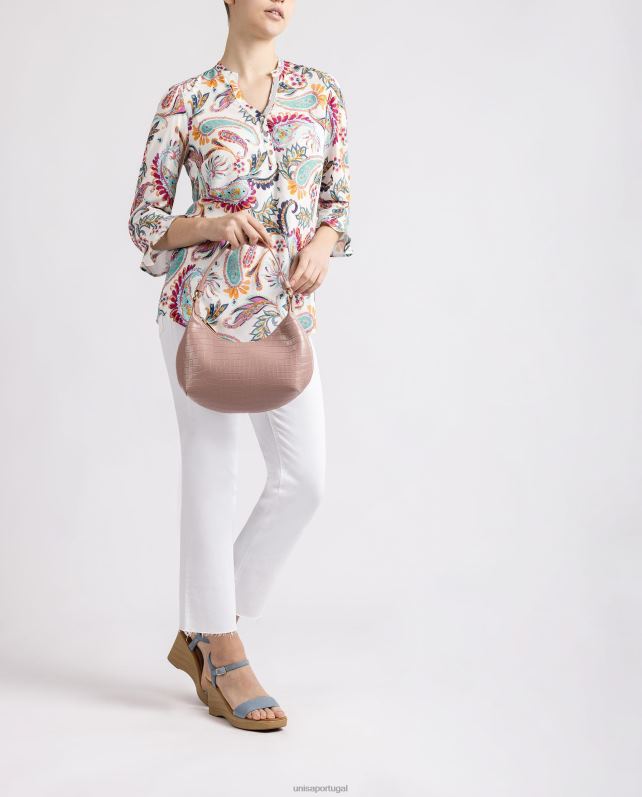 Unisa bolsa de couro em relevo mulheres 6V2Z61182 rosa