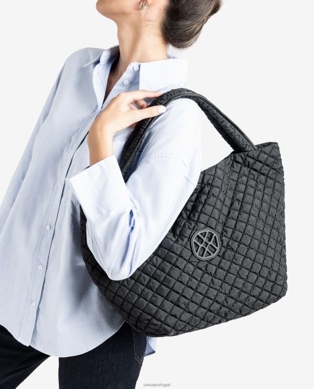 Unisa bolsa grande confeccionada em tecido acolchoado mulheres 6V2Z61134 preto