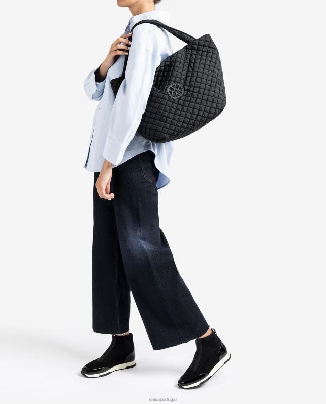 Unisa bolsa grande confeccionada em tecido acolchoado mulheres 6V2Z61134 preto