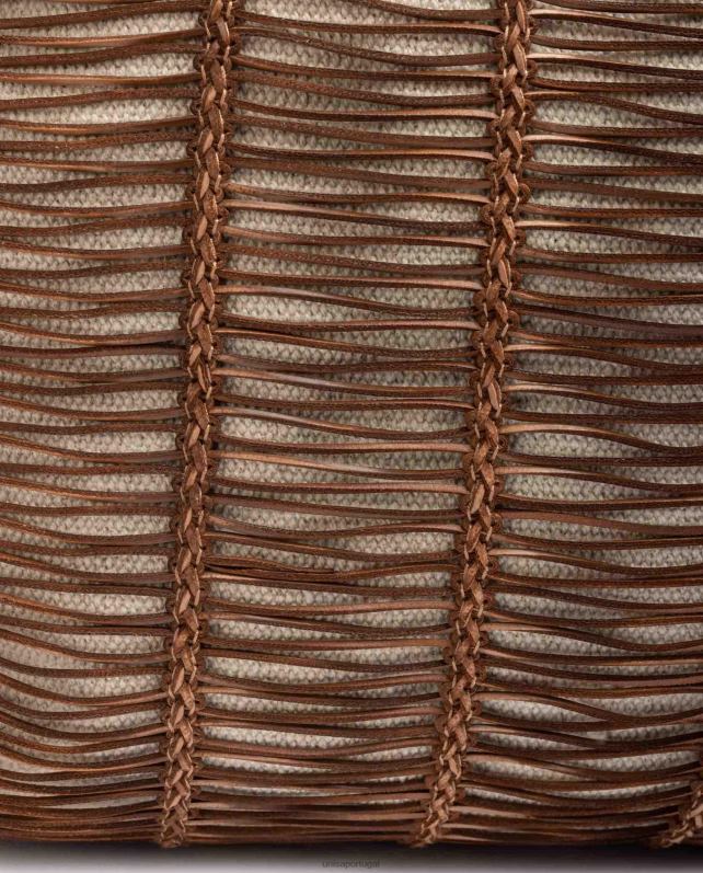 Unisa bolsa grande confeccionada em tecido e couro mulheres 6V2Z61110 marrom