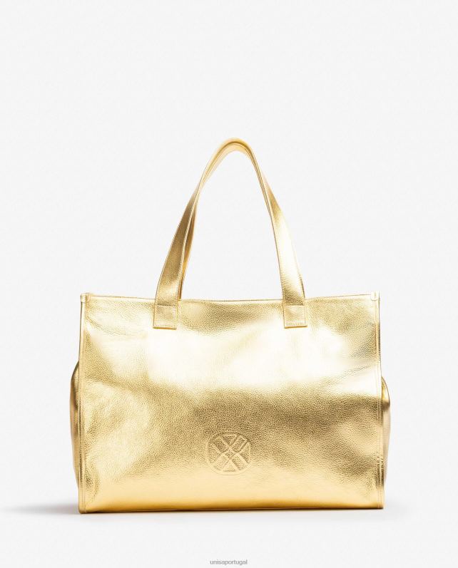 Unisa bolsa tote de couro com efeito metalizado mulheres 6V2Z61122 moda