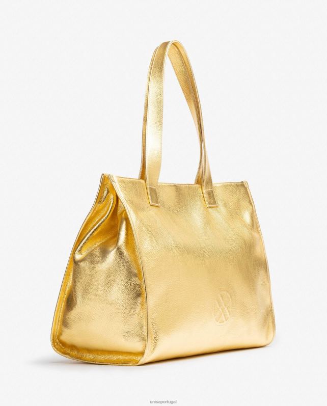 Unisa bolsa tote de couro com efeito metalizado mulheres 6V2Z61122 moda