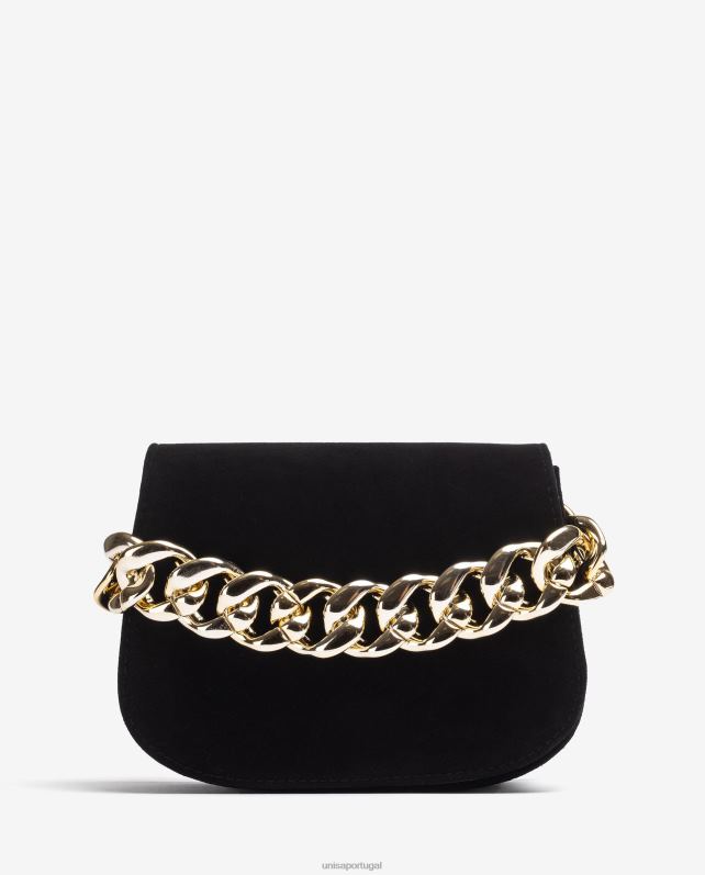 Unisa bolsa com corrente dourada mulheres 6V2Z61184 preto