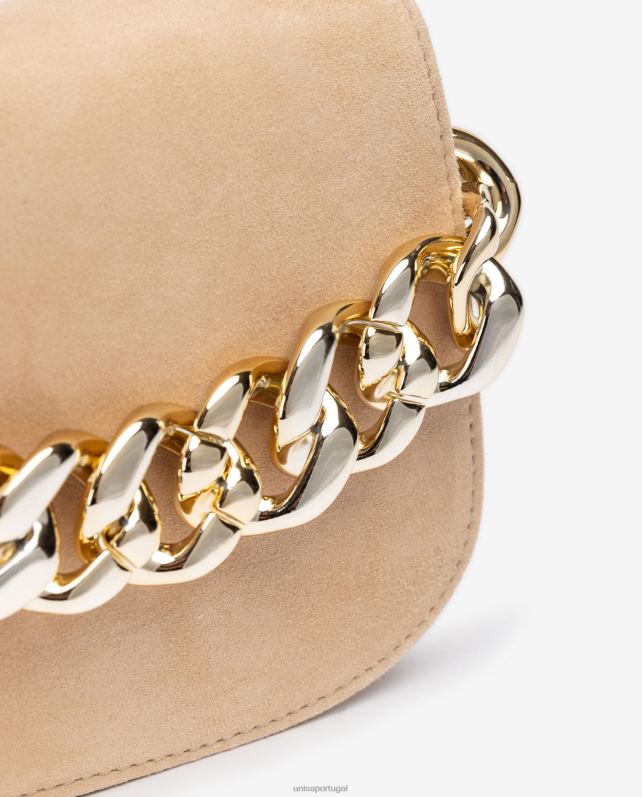 Unisa bolsa com corrente dourada mulheres 6V2Z61186 bege