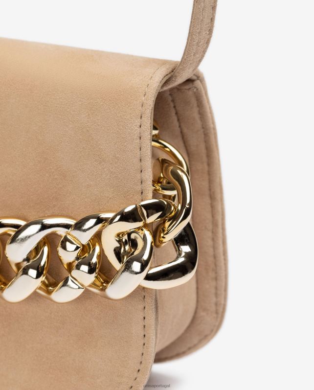 Unisa bolsa com corrente dourada mulheres 6V2Z61186 bege