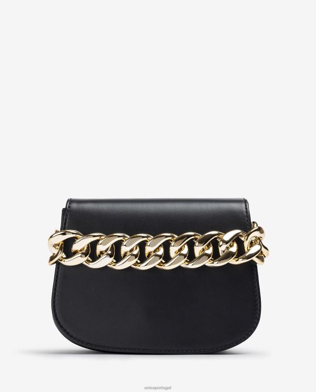 Unisa bolsa com corrente dourada mulheres 6V2Z61199 preto