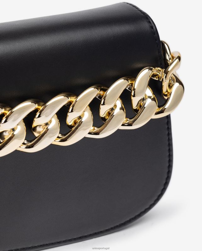 Unisa bolsa com corrente dourada mulheres 6V2Z61199 preto
