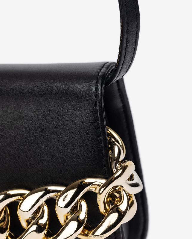 Unisa bolsa com corrente dourada mulheres 6V2Z61199 preto