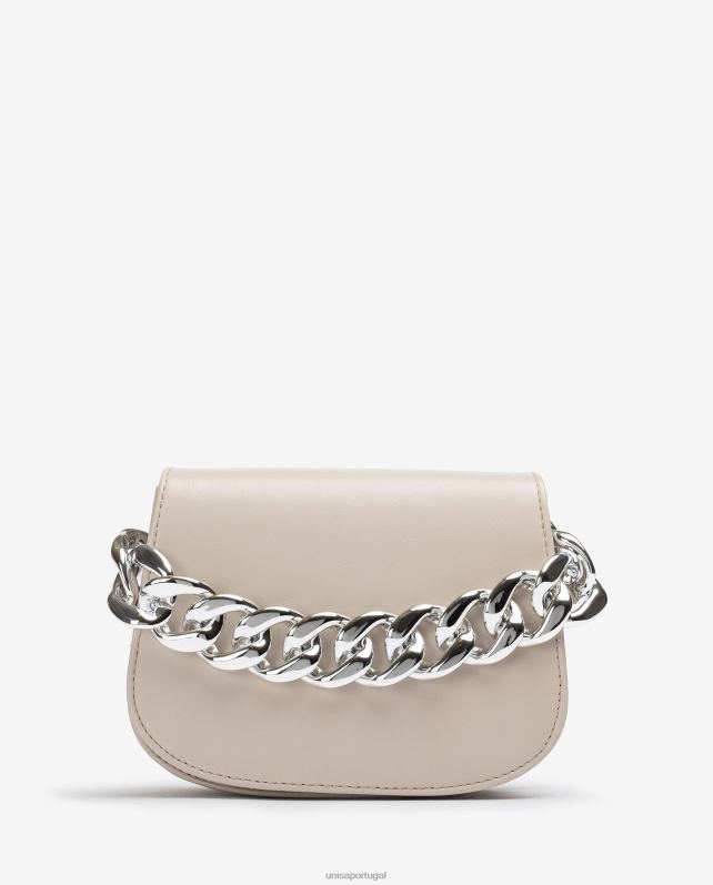 Unisa bolsa com corrente dourada mulheres 6V2Z61200 bege
