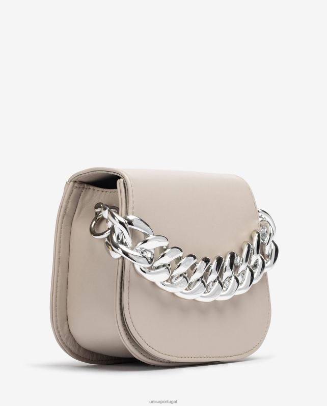 Unisa bolsa com corrente dourada mulheres 6V2Z61200 bege