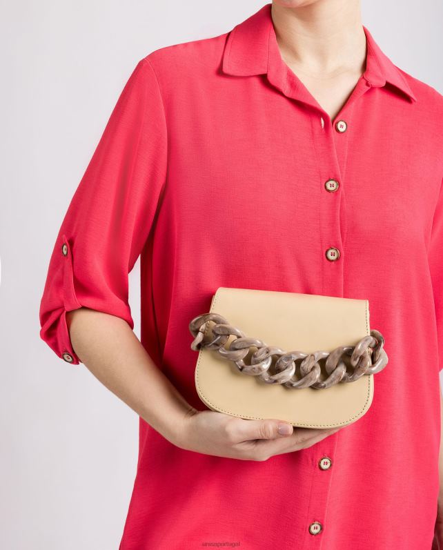 Unisa bolsa com corrente mulheres 6V2Z61220 bege