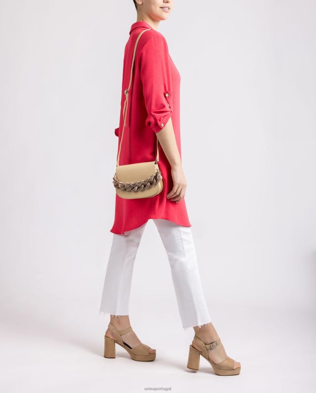 Unisa bolsa com corrente mulheres 6V2Z61220 bege