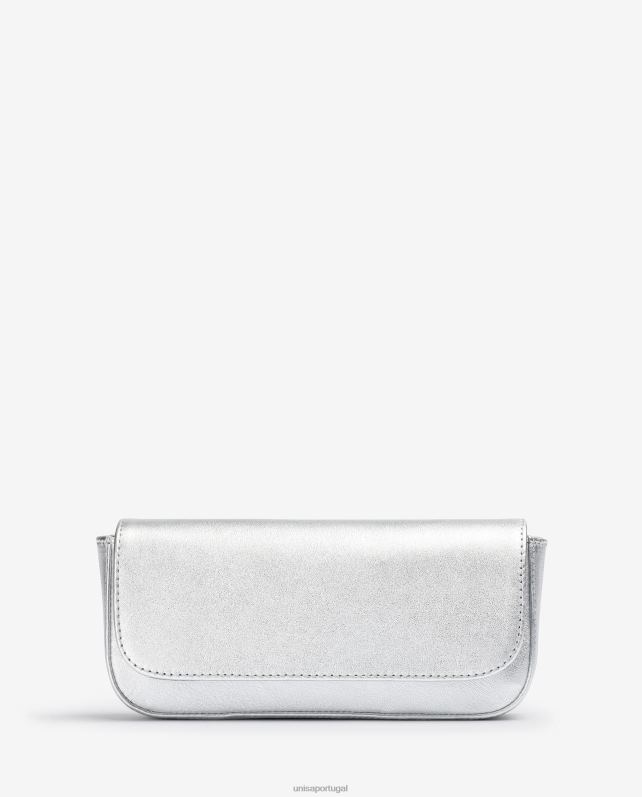 Unisa bolsa de festa em couro efeito metalizado mulheres 6V2Z61212 prata