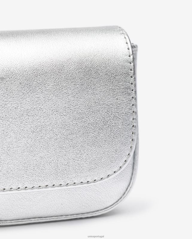 Unisa bolsa de festa em couro efeito metalizado mulheres 6V2Z61212 prata