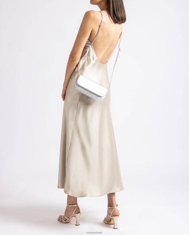 Unisa bolsa de festa em couro efeito metalizado mulheres 6V2Z61212 prata