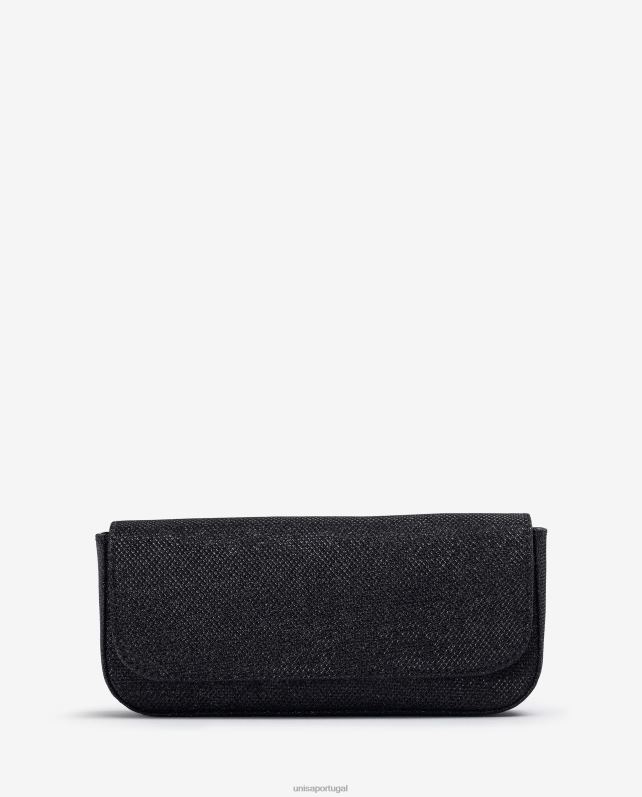 Unisa bolsa de festa em tecido brilhante mulheres 6V2Z61201 preto