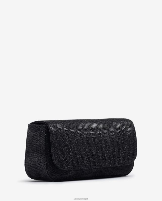 Unisa bolsa de festa em tecido brilhante mulheres 6V2Z61201 preto