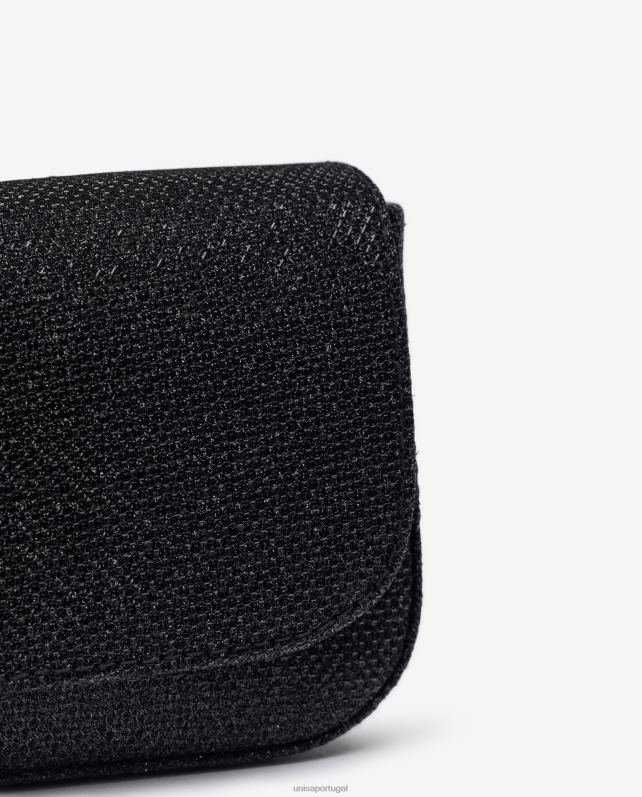 Unisa bolsa de festa em tecido brilhante mulheres 6V2Z61201 preto