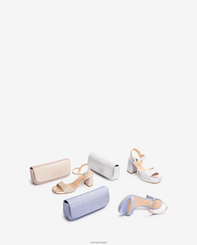 Unisa bolsa de festa em tecido brilhante mulheres 6V2Z61206 azul