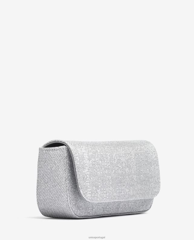 Unisa bolsa de festa em tecido brilhante mulheres 6V2Z61211 prata