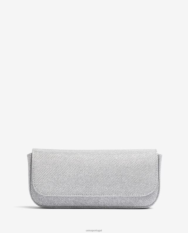 Unisa bolsa de festa em tecido brilhante mulheres 6V2Z61211 prata