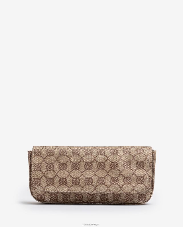 Unisa bolsa de festa monograma em tecido brilhante mulheres 6V2Z61209 bronze