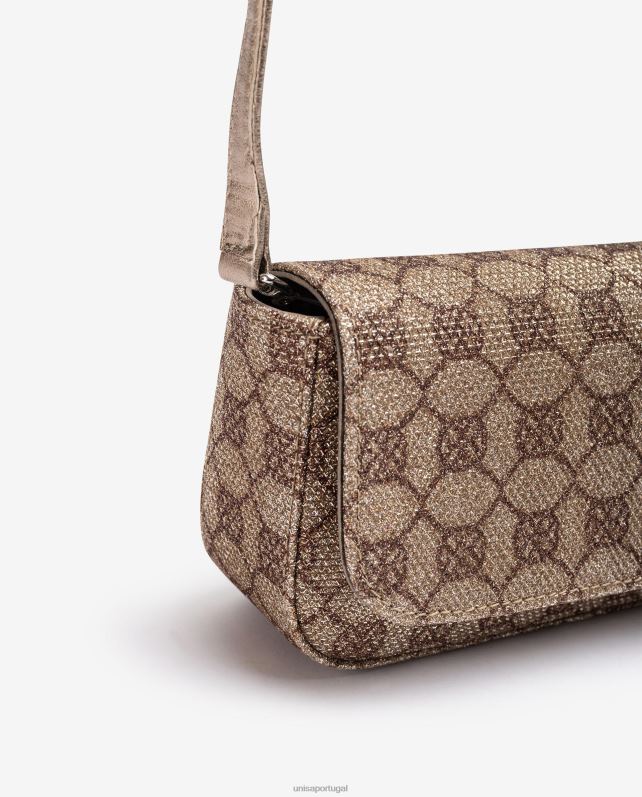 Unisa bolsa de festa monograma em tecido brilhante mulheres 6V2Z61209 bronze