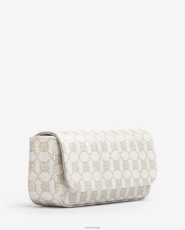 Unisa bolsa de festa monograma em tecido brilhante mulheres 6V2Z61210 branco