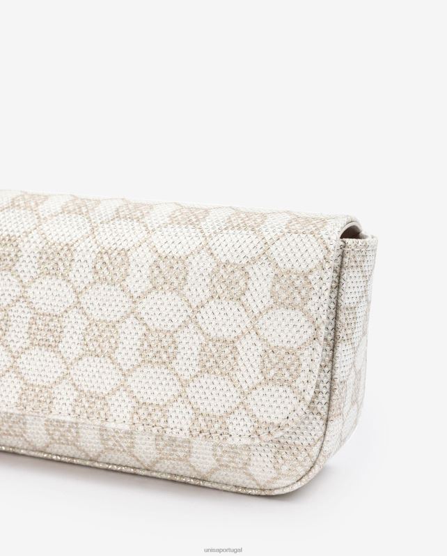Unisa bolsa de festa monograma em tecido brilhante mulheres 6V2Z61210 branco