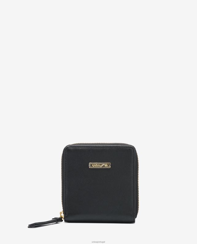 Unisa carteira de couro com zíper mulheres 6V2Z61233 preto