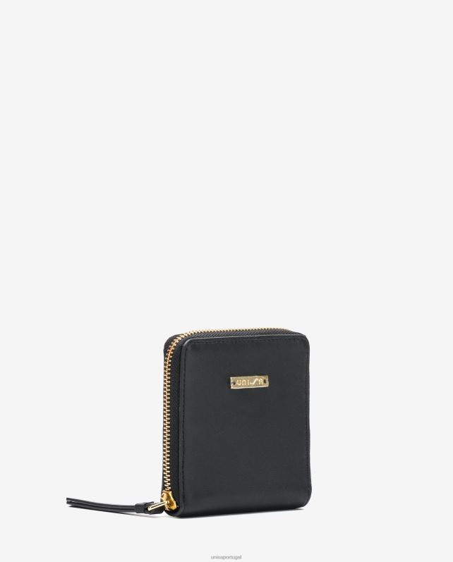 Unisa carteira de couro com zíper mulheres 6V2Z61233 preto