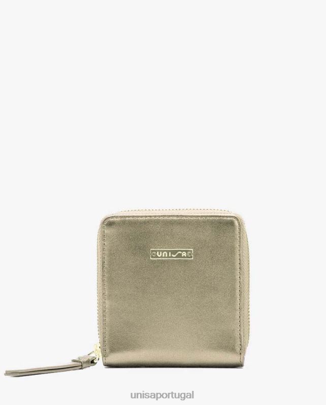 Unisa carteira de couro com zíper mulheres 6V2Z61234 ouro
