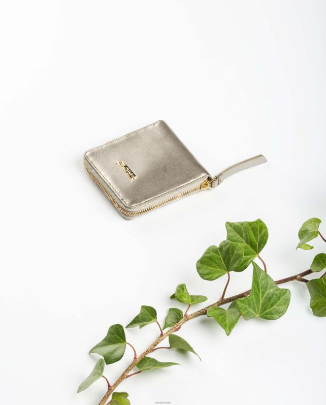 Unisa carteira de couro com zíper mulheres 6V2Z61234 ouro