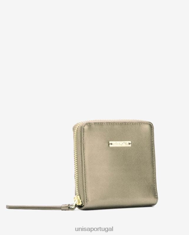 Unisa carteira de couro com zíper mulheres 6V2Z61234 ouro