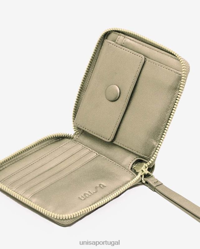 Unisa carteira de couro com zíper mulheres 6V2Z61234 ouro