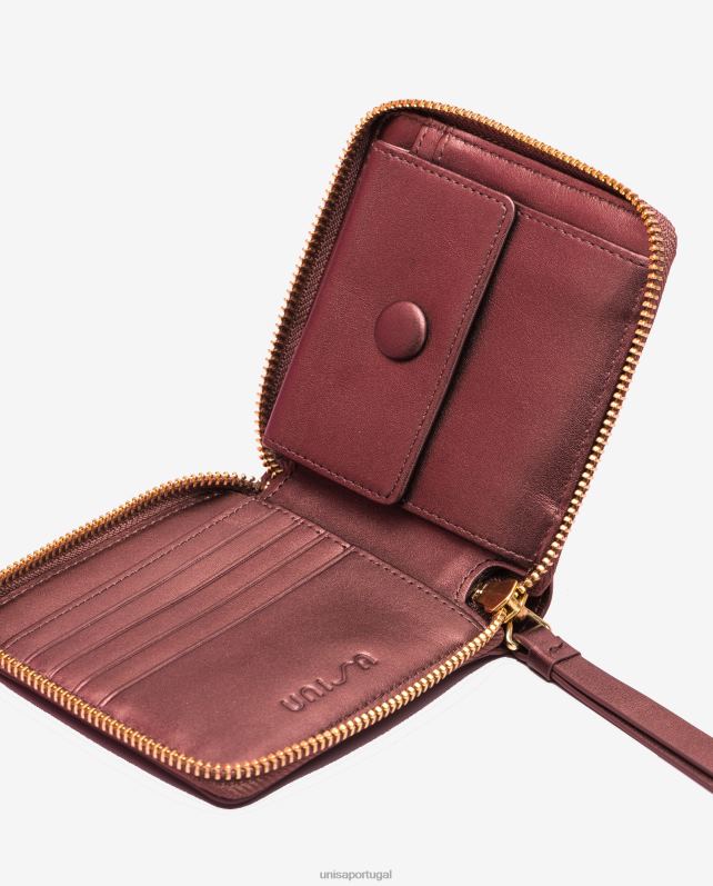 Unisa carteira de couro com zíper mulheres 6V2Z61235 vermelho