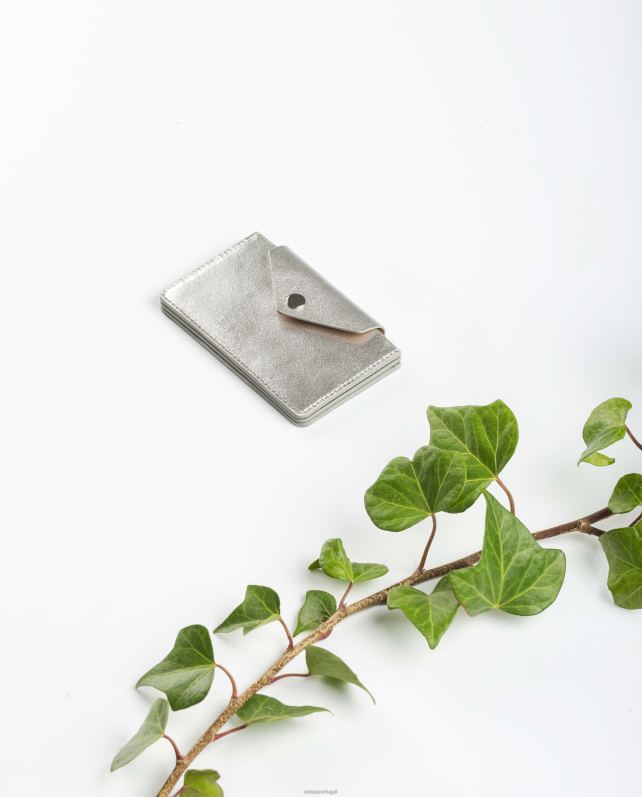 Unisa cor do porta-cartões de couro mulheres 6V2Z61237 prata