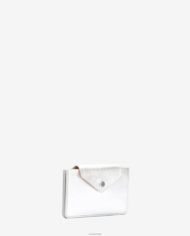 Unisa cor do porta-cartões de couro mulheres 6V2Z61237 prata