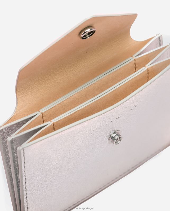 Unisa cor do porta-cartões de couro mulheres 6V2Z61237 prata