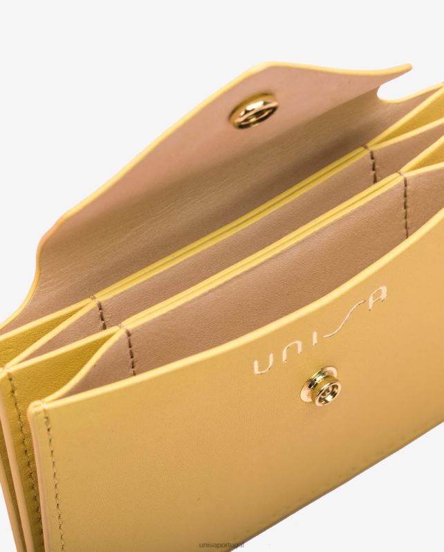 Unisa cor do porta-cartões de couro mulheres 6V2Z61238 amarelo