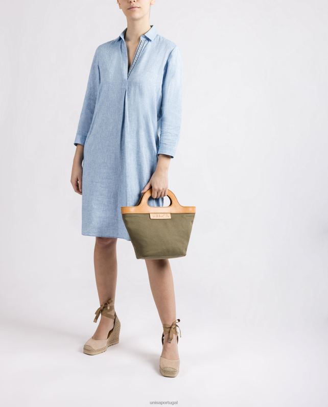 Unisa bolsa com alça de couro rígida mulheres 6V2Z61096 verde