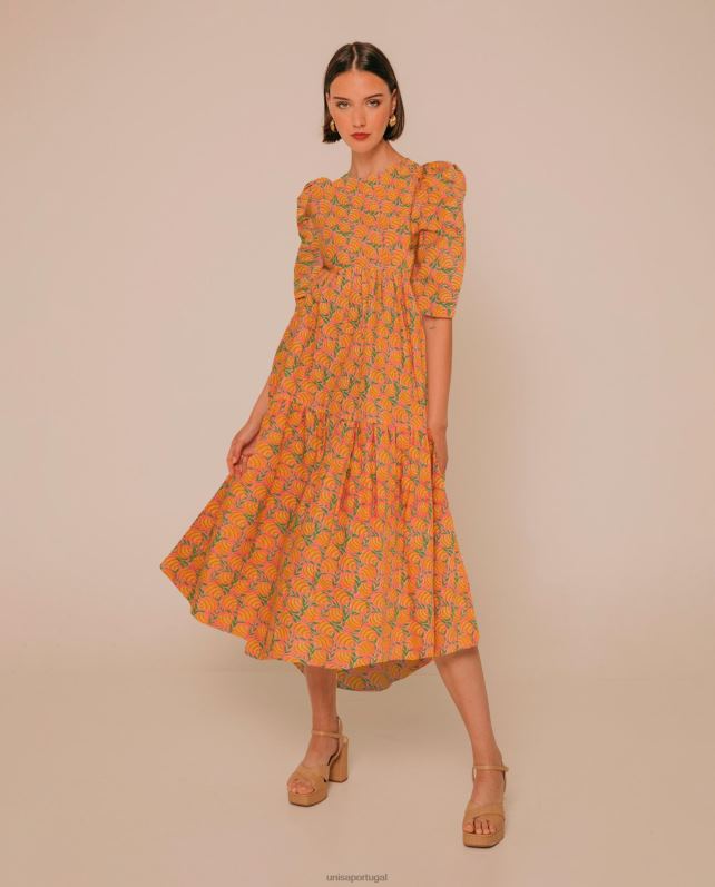 Unisa vestido com saia assimétrica mulheres 6V2Z61253 amarelo