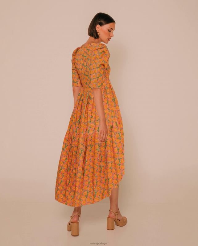 Unisa vestido com saia assimétrica mulheres 6V2Z61253 amarelo