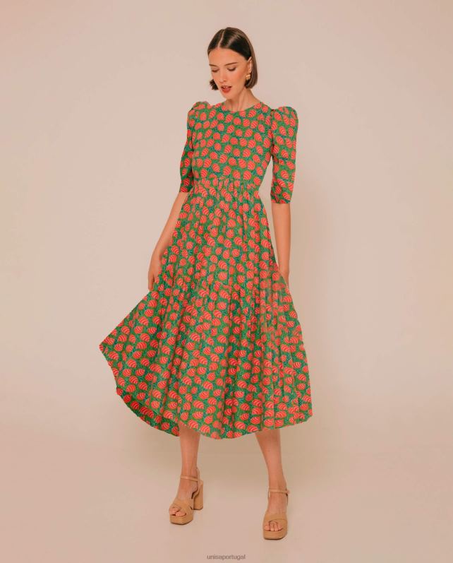 Unisa vestido com saia assimétrica mulheres 6V2Z61254 verde