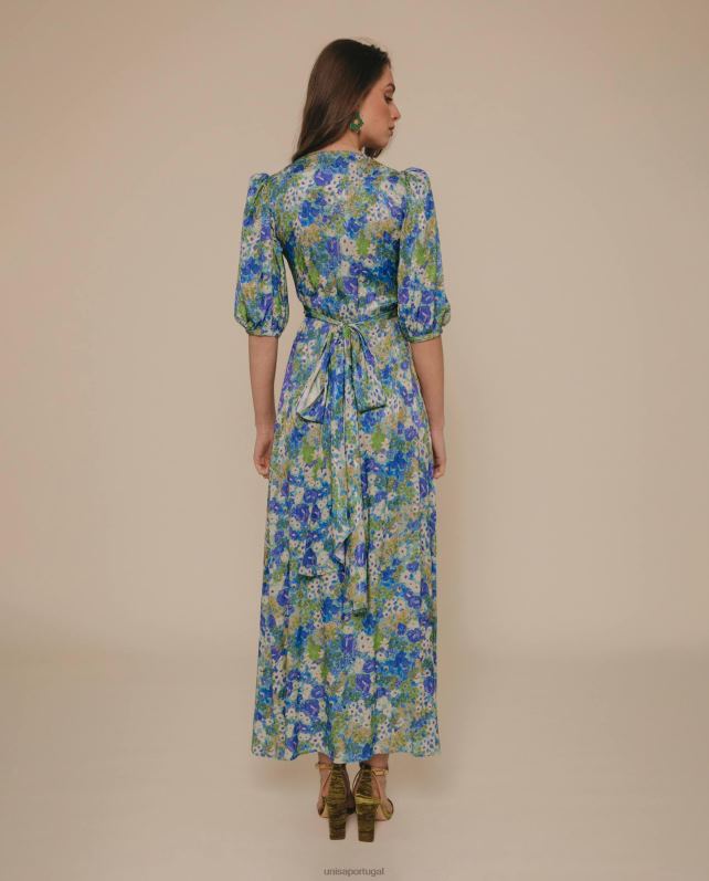 Unisa vestido midi esvoaçante mulheres 6V2Z61248 azul