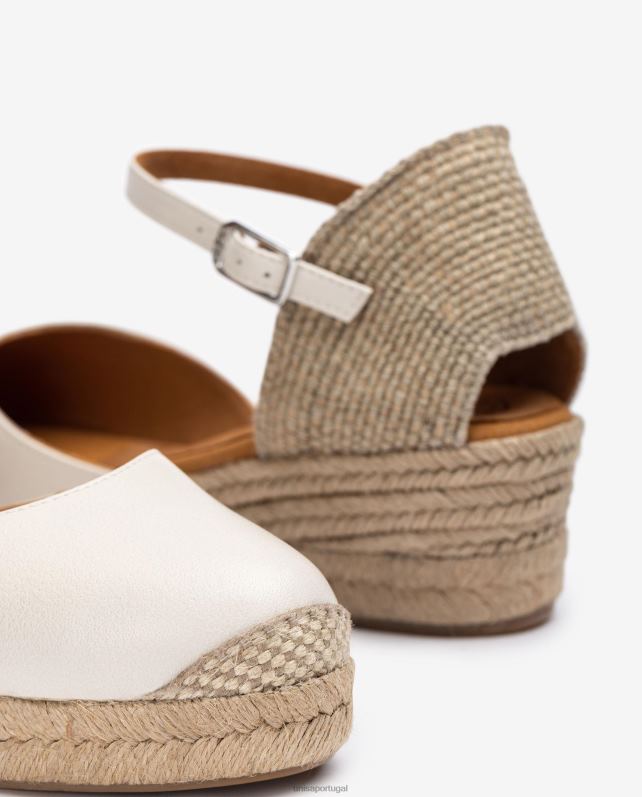 Unisa Espadrille salto vamp confeccionada em couro mulheres 6V2Z6796 branco